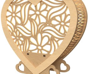 Σετ των 2 Intra απο ξύλο plywood 3mm-4mm πάχος - Floral Heart Lantern σχέδιο Δίασταση 20x20 cm INTRAFABR-113312017