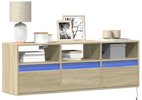 vidaXL Έπιπλο Τοίχου Τηλεόρασης με LED Sonoma Δρυς 130x31x45 εκ.
