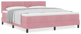 vidaXL κρεβάτι Box Spring με στρώμα  Ροζ Super King Βελούδο