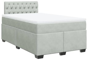 Κρεβάτι Boxspring με Στρώμα Ανοιχτό Γκρι 120x190 εκ. Βελούδινο - Γκρι