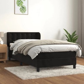 Κρεβάτι Boxspring με Στρώμα Μαύρο 80 x 200 εκ. Βελούδινο