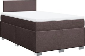 vidaXL Κρεβάτι Boxspring με Στρώμα Σκούρο Καφέ 120x200 εκ. Υφασμάτινο