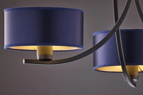 Κρεμαστό Πολύφωτο Arthur Φ65cm Μαύρο με Μπλε Ύφασμα