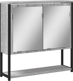 vidaXL Καθρέφτης Μπάνιου Ντουλάπι Γκρι Sonoma 60x16x60 εκ Επεξ. Ξύλο