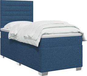 vidaXL Κρεβάτι box spring με στρώμα Μπλε 80 x 200 cm Ύφασμα