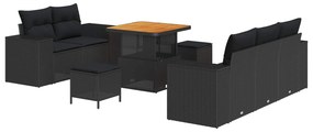 VidaXL Σετ Καναπέ Κήπου 8 pcs Μαύρο συνθετικό ρατάν
