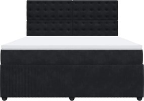vidaXL Κρεβάτι Boxspring με Στρώμα Μαύρο 180x200 εκ. Βελούδινο