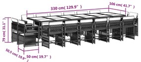 vidaXL Σετ Τραπεζαρίας Κήπου 17 τεμ Καφέ από Συνθ. Ρατάν με Μαξιλάρια