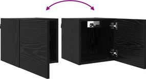 vidaXL Κρεμαστό Ντουλάπι Τηλεόρασης Επιτοίχιο 8 pcs Μαύρη Δρυς