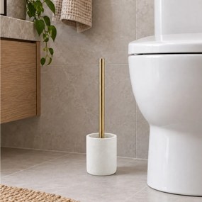ΑΞΕΣΟΥΆΡ ΜΠΆΝΙΟΥ TOILET BRUSH PLAIN POLYRESIN AQUAMARBRE BLANC/OR D