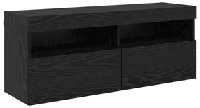 vidaXL Σετ Κονσόλας Τηλεόρασης με LED Φώτα Επιτοίχιο 7 pcs Μαύρη Οξυά