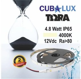 Ταινία LED 4,8W IP65 12V 3000K 4000K 6000K 5M TORA Cubalux 500005