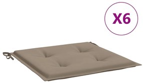 vidaXL Μαξιλάρια Καρέκλας Κήπου 6 τεμ. Taupe 50x50x3 εκ. Oxford Ύφασμα