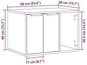 Τουαλέτα Γάτας Περίφραξη Μαύρο 60x40x40 εκ. Επεξεργασμ. Ξύλο - Μαύρο