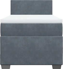 vidaXL Κρεβάτι Boxspring με Στρώμα Σκούρο Γκρι Single Βελούδινο