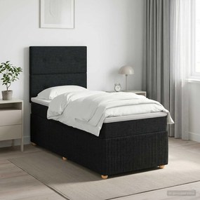 vidaXL Κρεβάτι box spring με στρώμα Μαύρο 80 x 200 cm Ύφασμα
