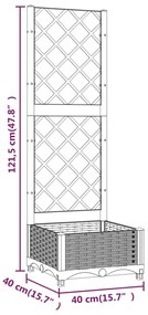 Ζαρντινιέρα Κήπου με Καφασωτό Λευκή 40x40x121,5 εκ. Πολυπροπ. - Λευκό