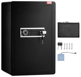 VEVOR Single Door 4.0 cu.ft Safe Box with Key Lock &amp; Password LED Light Black