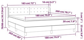 vidaXL Κρεβάτι Boxspring με Στρώμα Σκούρο Καφέ 180x200 εκ Υφασμάτινο