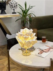 Stewehome Μοντέρνα Επιτραπέζια Λάμπα LED με Χρυσό Σχέδιο και Χρυσή Βάση Ασύρματη 33x33x33 cm