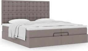 vidaXL Οθωμανικό κρεβάτι με στρώματα Taupe 200x200cm ύφασμα