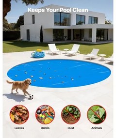 VEVOR Solar Pool Cover, 4.57 m Round Pool Bubble Cover, 12 Mil Pools Solar Blanket with Bubble &amp; PE Material, Daytime Heat Absorption, Nighttime Heat Retention, Heat Retaining Solars Covers, Blue