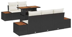 vidaXL Σέτ φαγητού για κήπο 6 pcs Μαύρο, Μπεζ 100 x 55 x 73 εκ