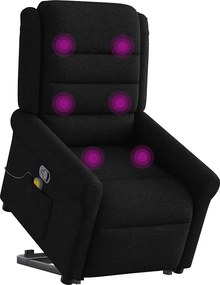 vidaXL Πολυθρόνα Μασάζ Ανακλινόμενη με Ανύψωση Μαύρη Υφασμάτινη