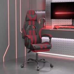 Καρέκλα Gaming Περιστρ. Υποπόδιο Μαύρο/Μπορντό Συνθετικό Δέρμα - Κόκκινο