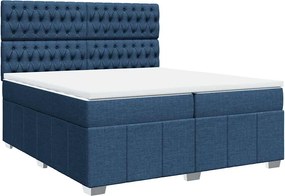 vidaXL Κρεβάτι Boxspring με Στρώμα Μπλε 200x200 εκ. Υφασμάτινο