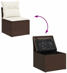 vidaXL Σαλόνι Κήπου Σετ 5 Τεμαχίων Καφέ Συνθετικό Ρατάν με Μαξιλάρια