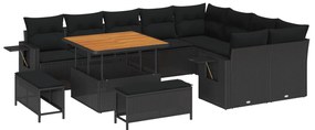 Σετ Καναπέ Κήπου 12 pcs Μαύρο συνθετικό ρατάν