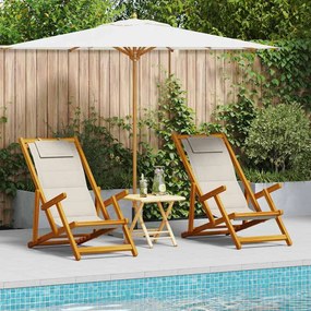 vidaXL Καρέκλα Παραλίας με μαξιλάρι 2 pcs Καφέ 61.5 x 123 x 82cm