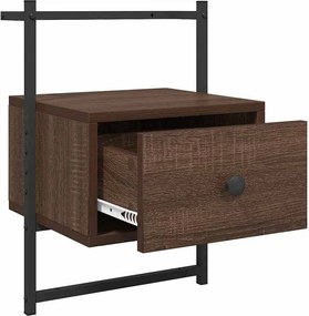 vidaXL Κομοδίνο Επιτοίχιο Καφέ Δρυς 35x30x51 εκ. από Επεξεργ. Ξύλο