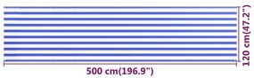 Διαχωριστικό Βεράντας Μπλε / Λευκό 120 x 500 εκ. από HDPE - Πολύχρωμο