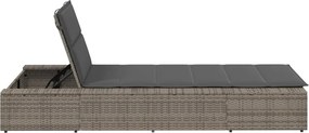 vidaXL Ξαπλώστρα με αιωρούμενο μαξιλάρι Γκρι Poly Rattan