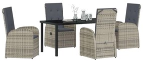 vidaXL Σέτ φαγητού για κήπο με μαξιλάρι 5 pcs Γκρι συνθετικό ρατάν