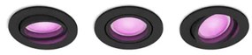 Έξυπνο Χωνευτό Σποτ Led 3xGU10 5,7W Φ9cm RGBW Hue Σετ Centura Philips Hue-929003045501-Μαύρο 929003045501
