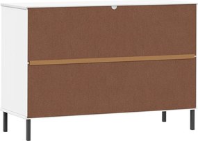 vidaXL Ντουλάπι OSLO Λευκό 113x40x77 εκ. Μασίφ Ξύλο με Μετ. Πόδια