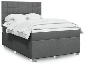 VidaXL Κρεβάτι Boxspring με Στρώμα Σκούρο Γκρι 140x190 εκ. Υφασμάτινο