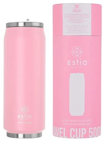 Estia 01-10317 Save The Aegean Ανακυκλώσιμο Ποτήρι Θερμός Ανοξείδωτο BPA Free 500ml με Καλαμάκι, Blossom Rose