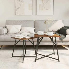 vidaXL Σετ βοηθητικά τραπεζάκια 2 pcs Φουσκωτό δρυς και Μαύρο