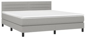 vidaXL Κρεβάτι Boxspring με Στρώμα &amp; LED Αν.Γκρι 160x200 εκ Υφασμάτινο