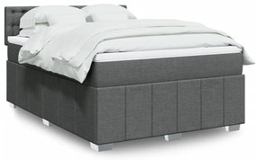 vidaXL Κρεβάτι Boxspring με Στρώμα Σκούρο Γκρι 140x200 εκ Υφασμάτινο