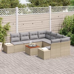 vidaXL Σετ Καναπέ Κήπου 9 pcs Beige, ανοιχτό γκρι