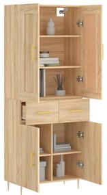 vidaXL Ντουλάπι Sonoma δρυς 69,5 x 34 x 180 εκ. από Επεξεργασμένο Ξύλο