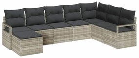 vidaXL Σετ Καναπέ Κήπου 7 pcs Ανοιχτό γκρι Πολυ ράταν