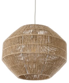 GloboStar CAYMAN 00522 Boho Κρεμαστό Φωτιστικό Οροφής Μονόφωτο 1 x E27 AC220-240V IP20 - Φ40 x Υ30cm - Μπεζ Λεπτό Σχοινί Τριχιά Πλέγμα - 5 Χρόνια Εγγύηση