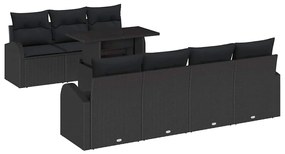 vidaXL Σετ Καναπέ Κήπου με μαξιλάρι με μαξιλάρι 8 pcs Μαύρο Πολυ Ρατάν