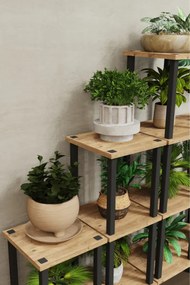 Stewehome Πολυόροφος σταντ για γλάστρες με ράφια από λευκή μεσέ ξύλο